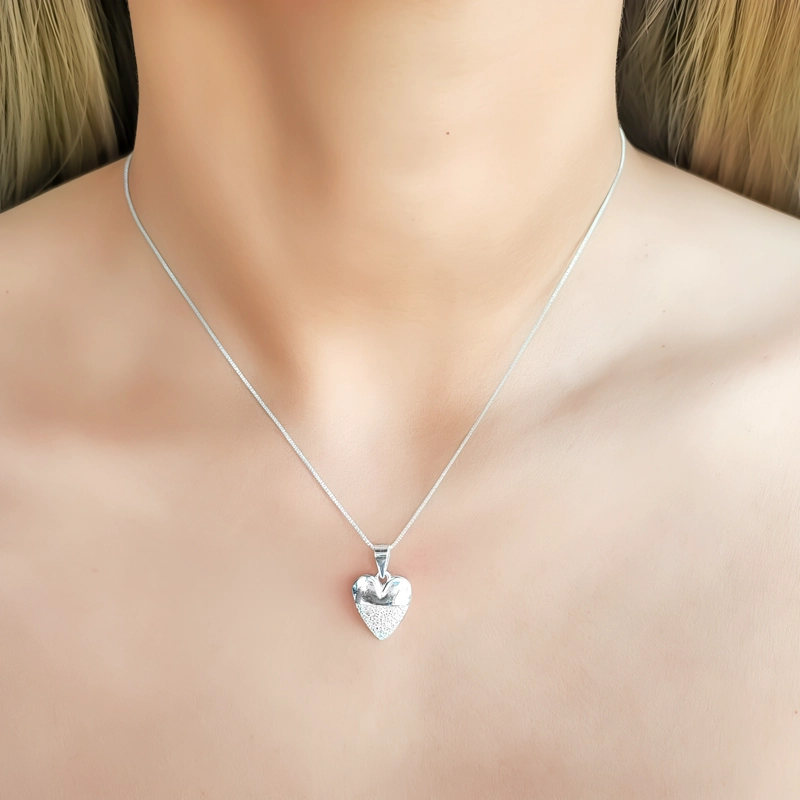 COLLAR CORAZON CARLOTA CIRCON PLATA FINA 925 - 3