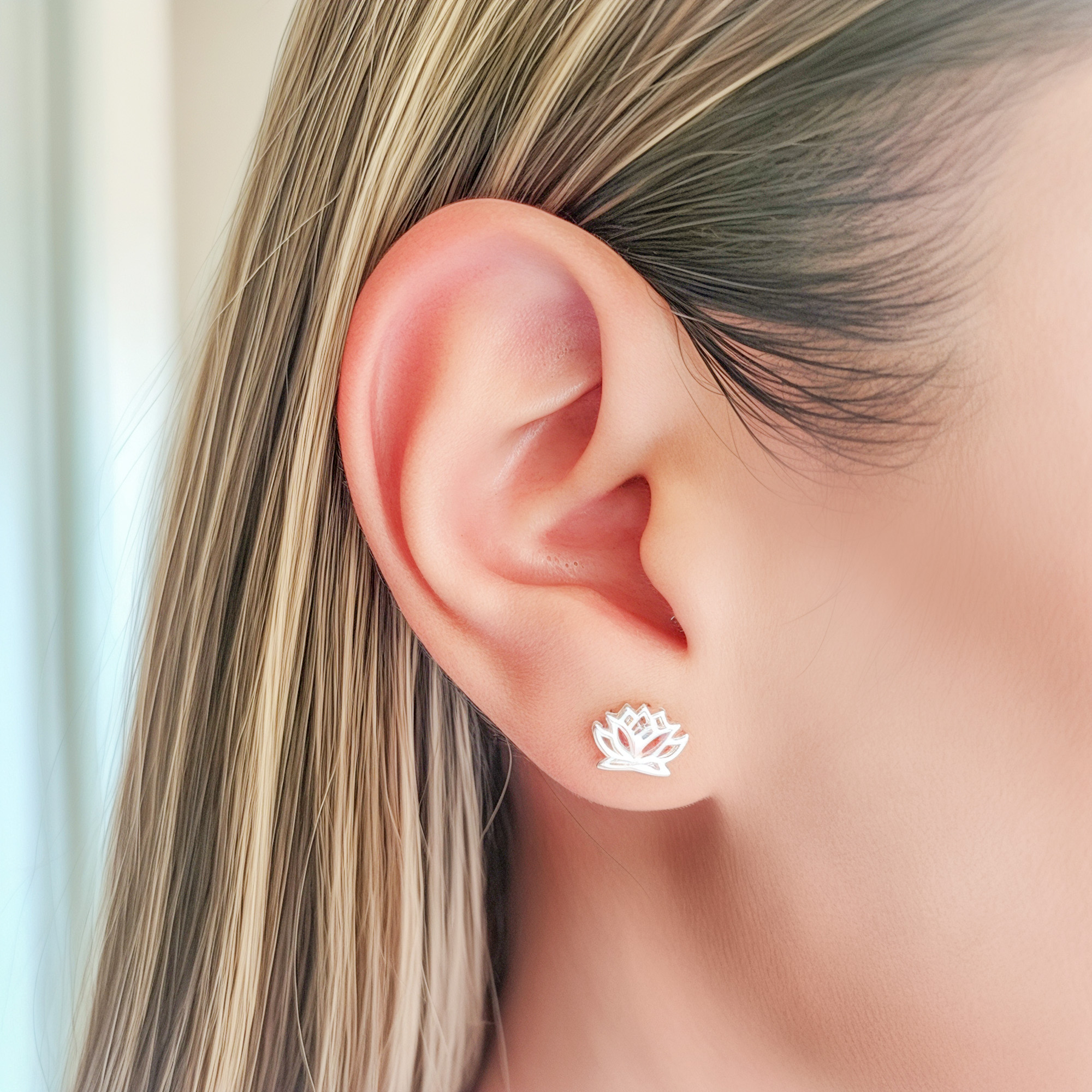 AROS FLOR DE LOTO LISA PLATA FINA 925 - 3