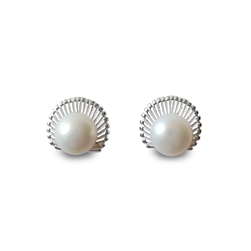 Aros Concha Perla De Río Plata Fina 925 - 1