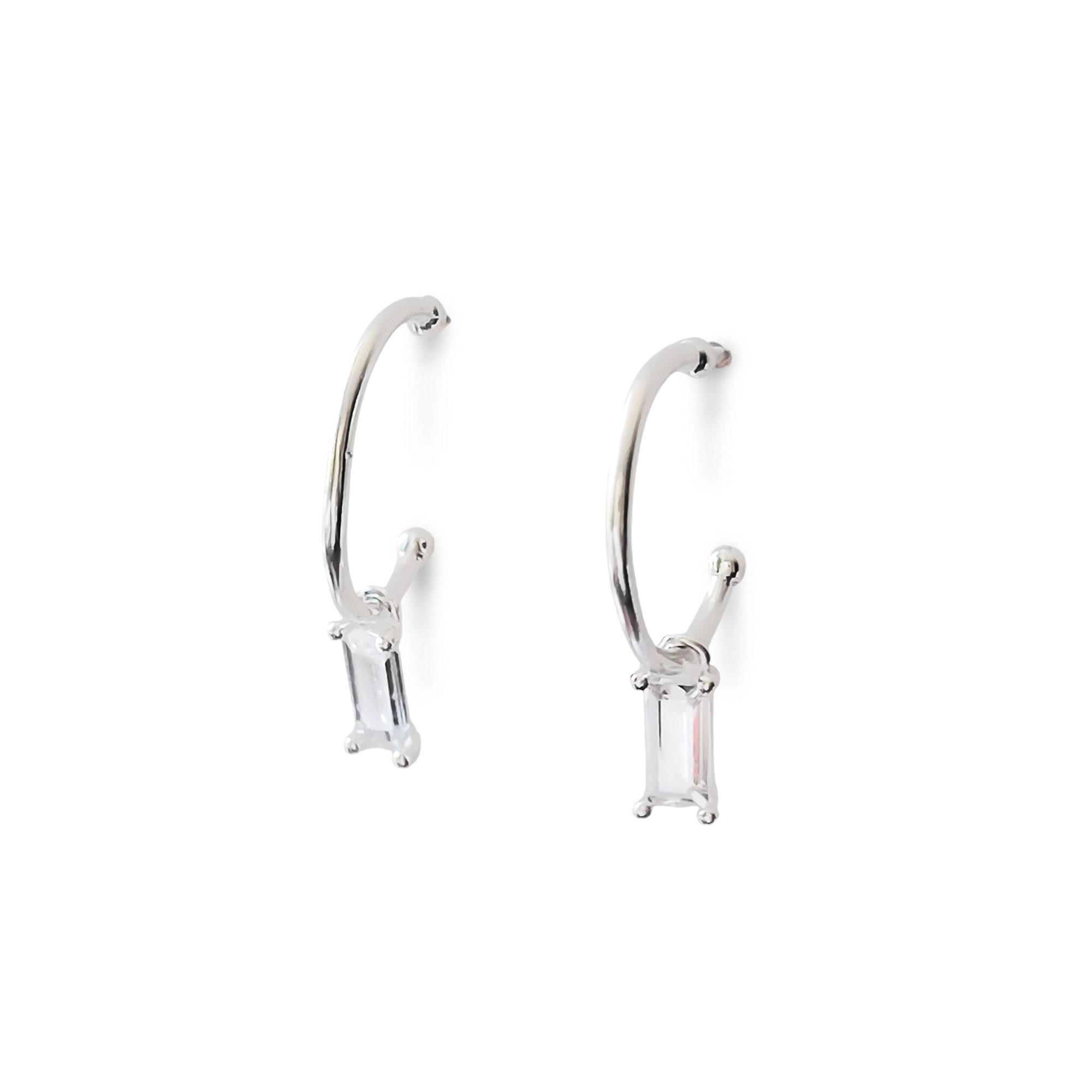 AROS ARGOLLA CIRCON RECTANGULO PLATA FINA 925 - 3