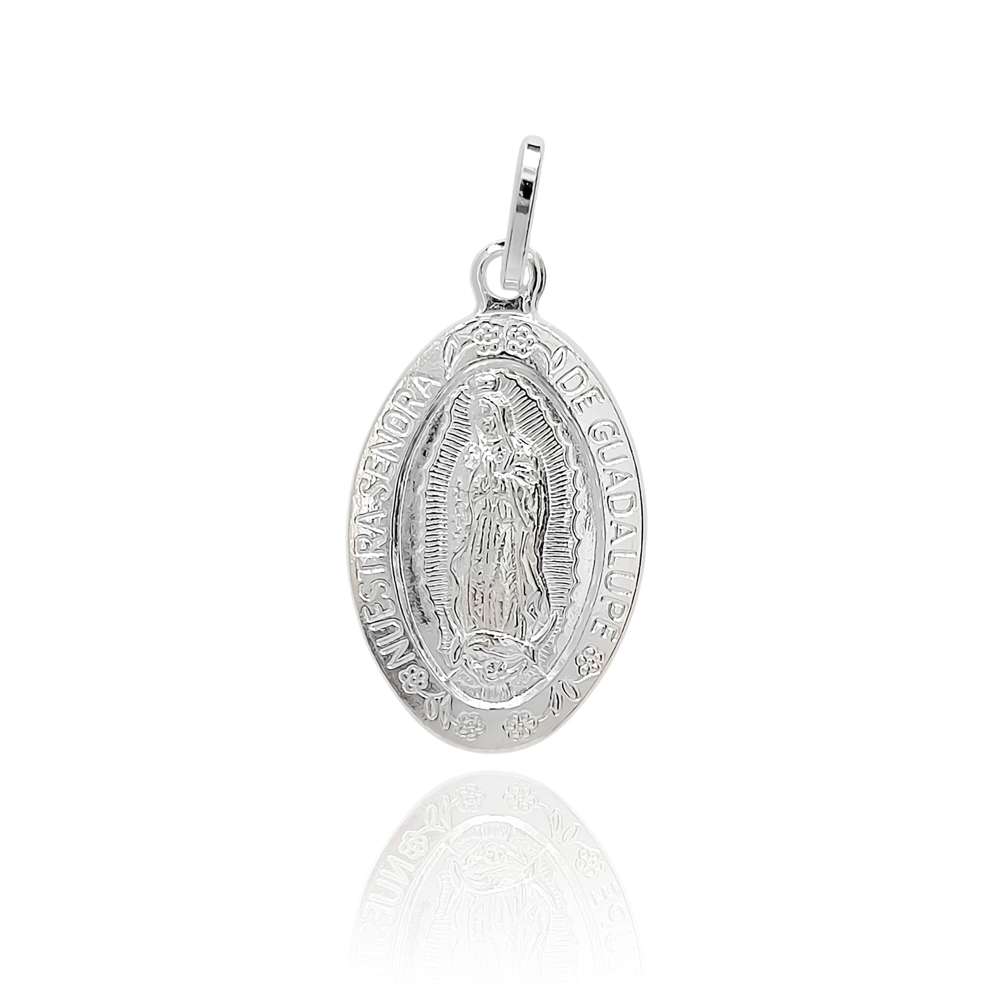 COLGANTE MEDALLA VIRGEN DE GUADALUPE BORDE 21X14MM PLATA FINA 925 - 1