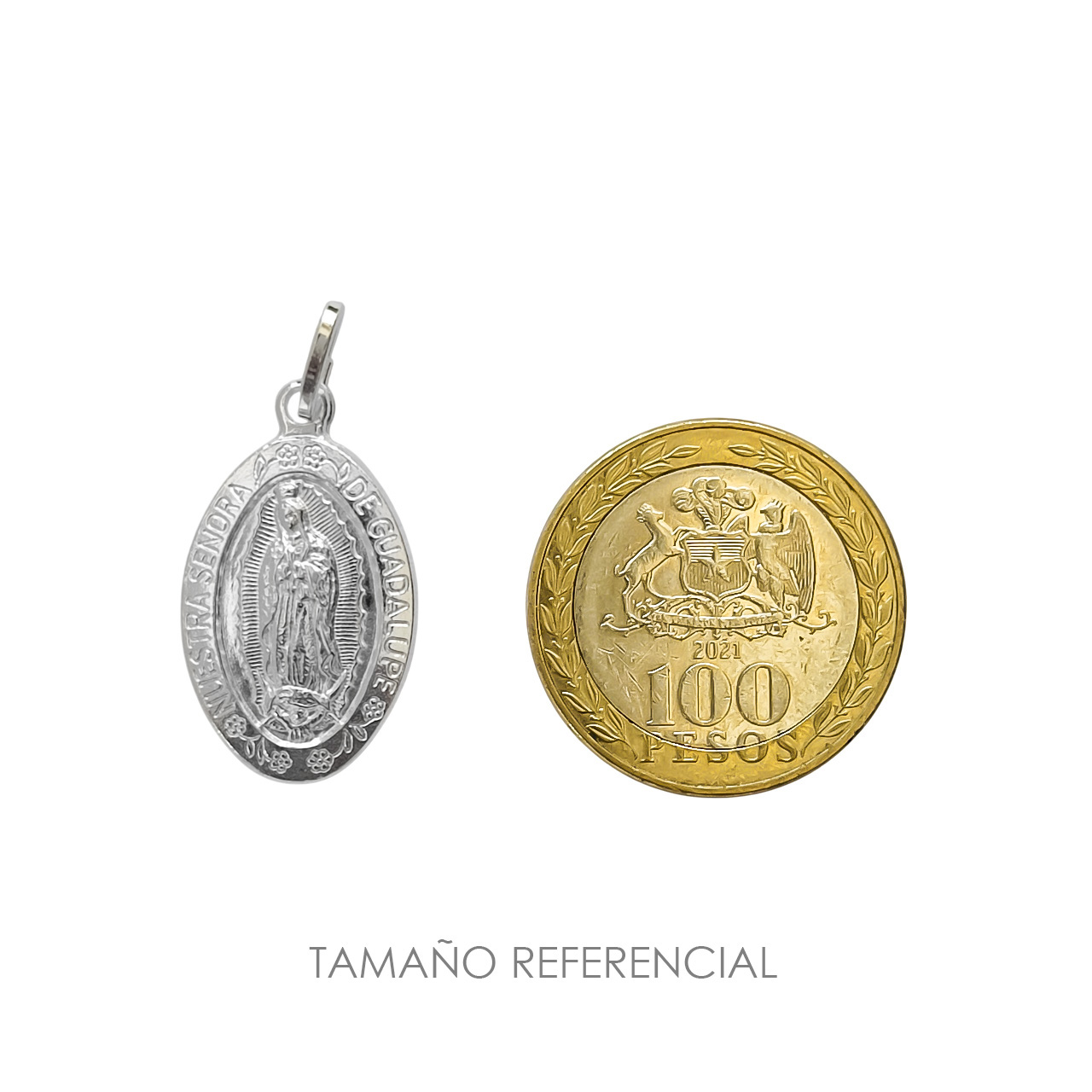 COLGANTE MEDALLA VIRGEN DE GUADALUPE BORDE 21X14MM PLATA FINA 925 - 3