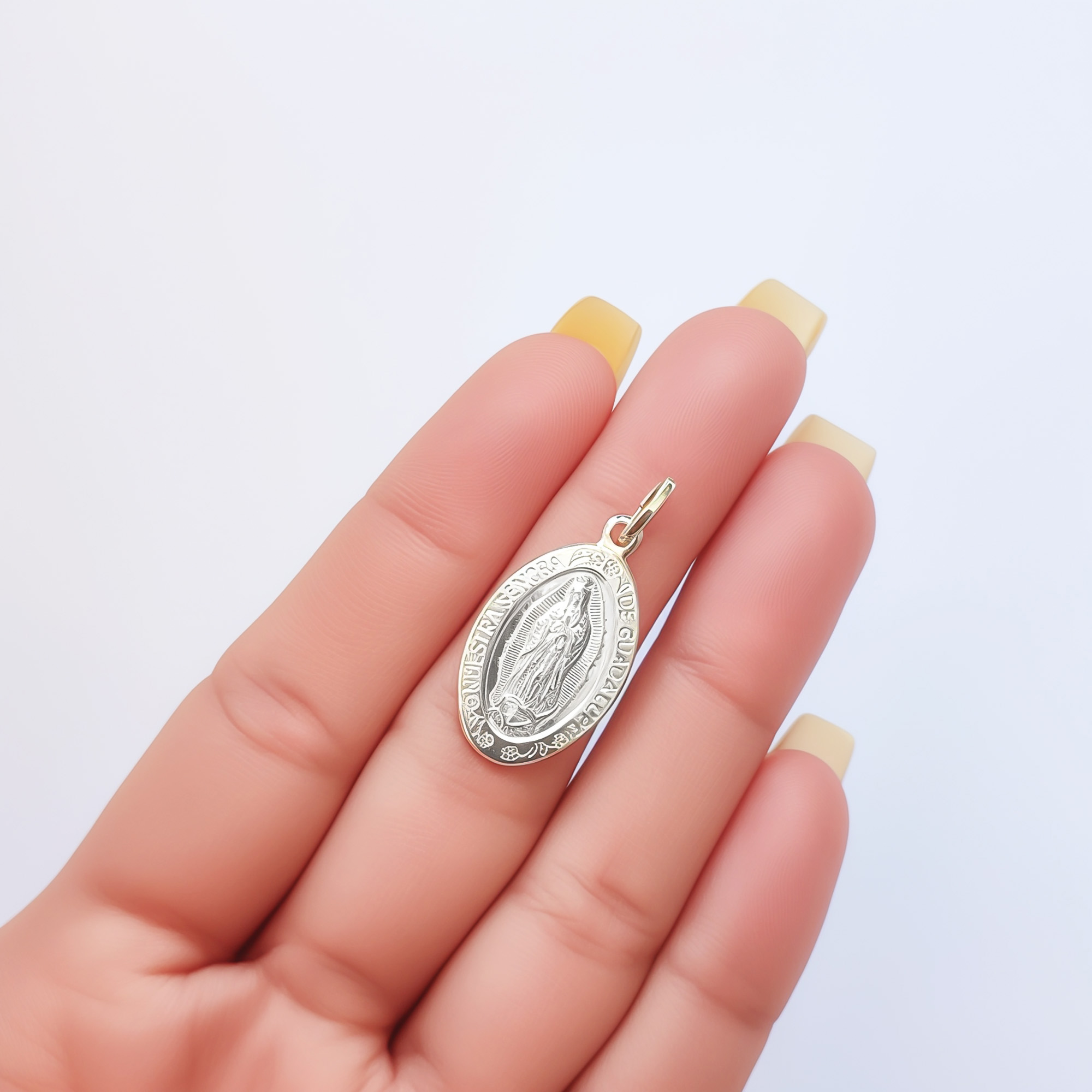 COLGANTE MEDALLA VIRGEN DE GUADALUPE BORDE 21X14MM PLATA FINA 925 - 4
