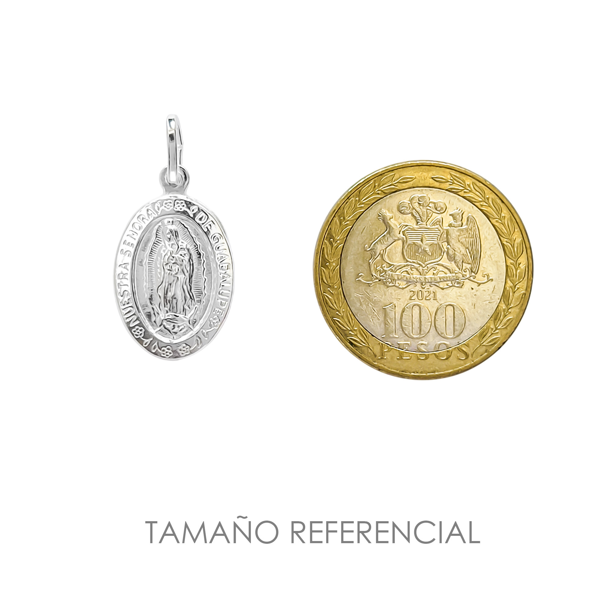 COLGANTE MEDALLA VIRGEN DE GUADALUPE BORDE 18X13MM PLATA FINA 925 - 3