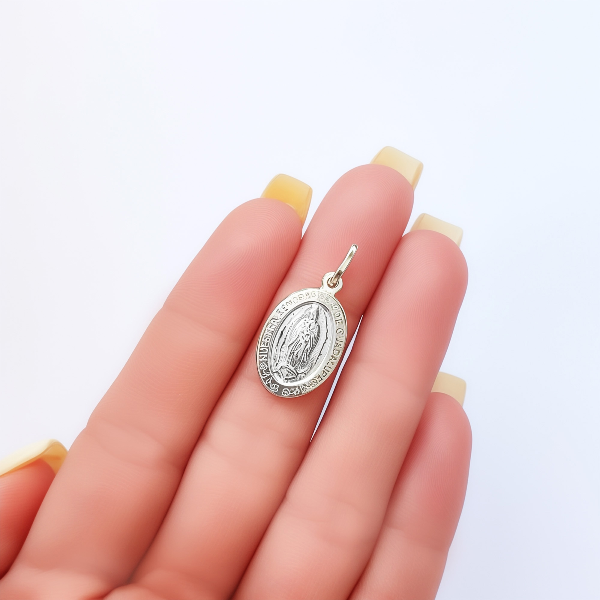 COLGANTE MEDALLA VIRGEN DE GUADALUPE BORDE 18X13MM PLATA FINA 925 - 4