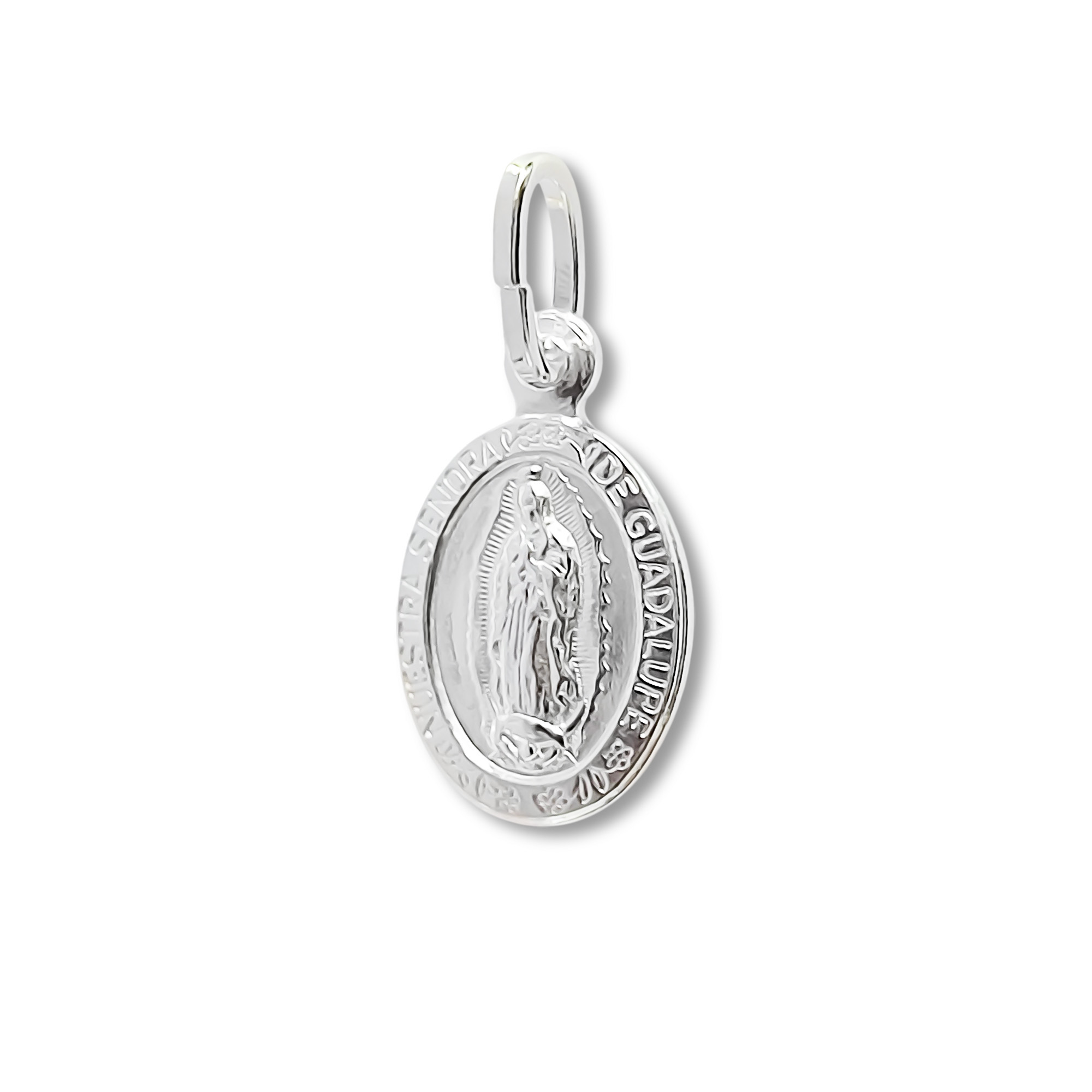 COLGANTE MEDALLA VIRGEN DE GUADALUPE BORDE 14X11MM PLATA FINA 925 - 2