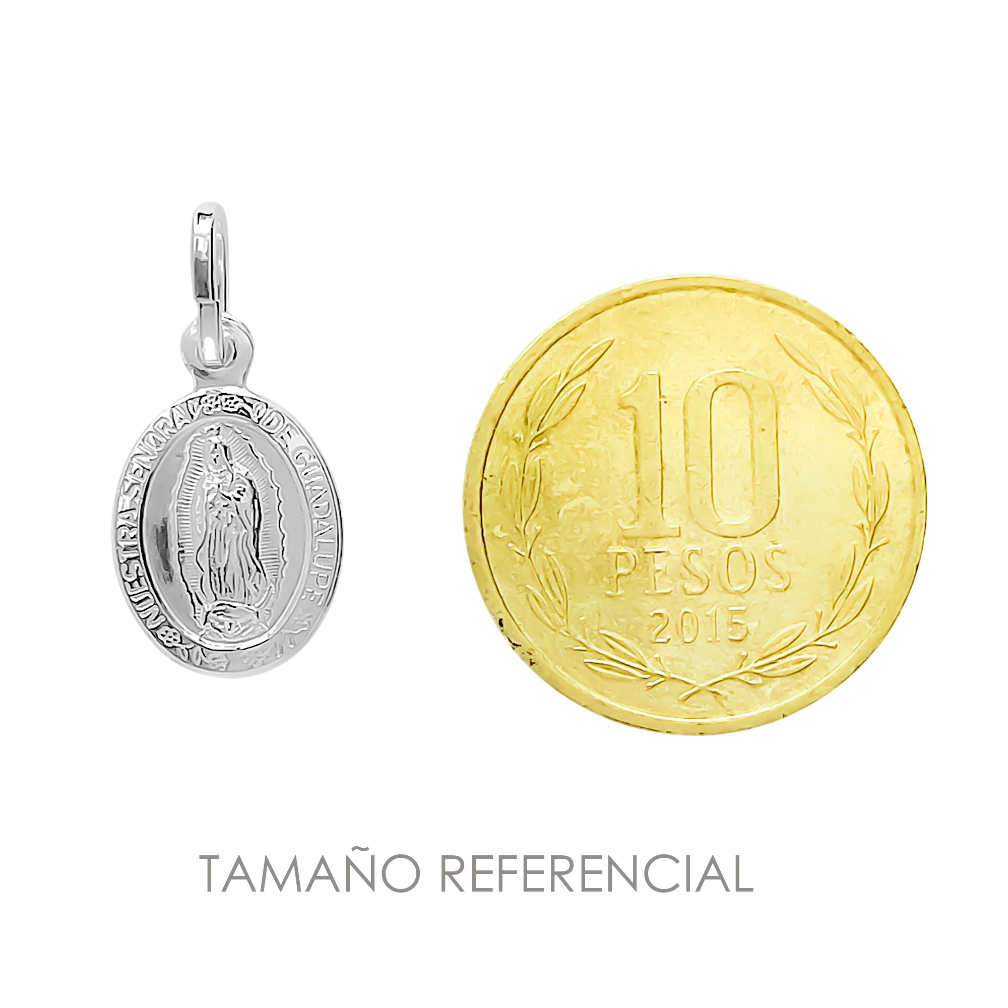 COLGANTE MEDALLA VIRGEN DE GUADALUPE BORDE 14X11MM PLATA FINA 925 - 3