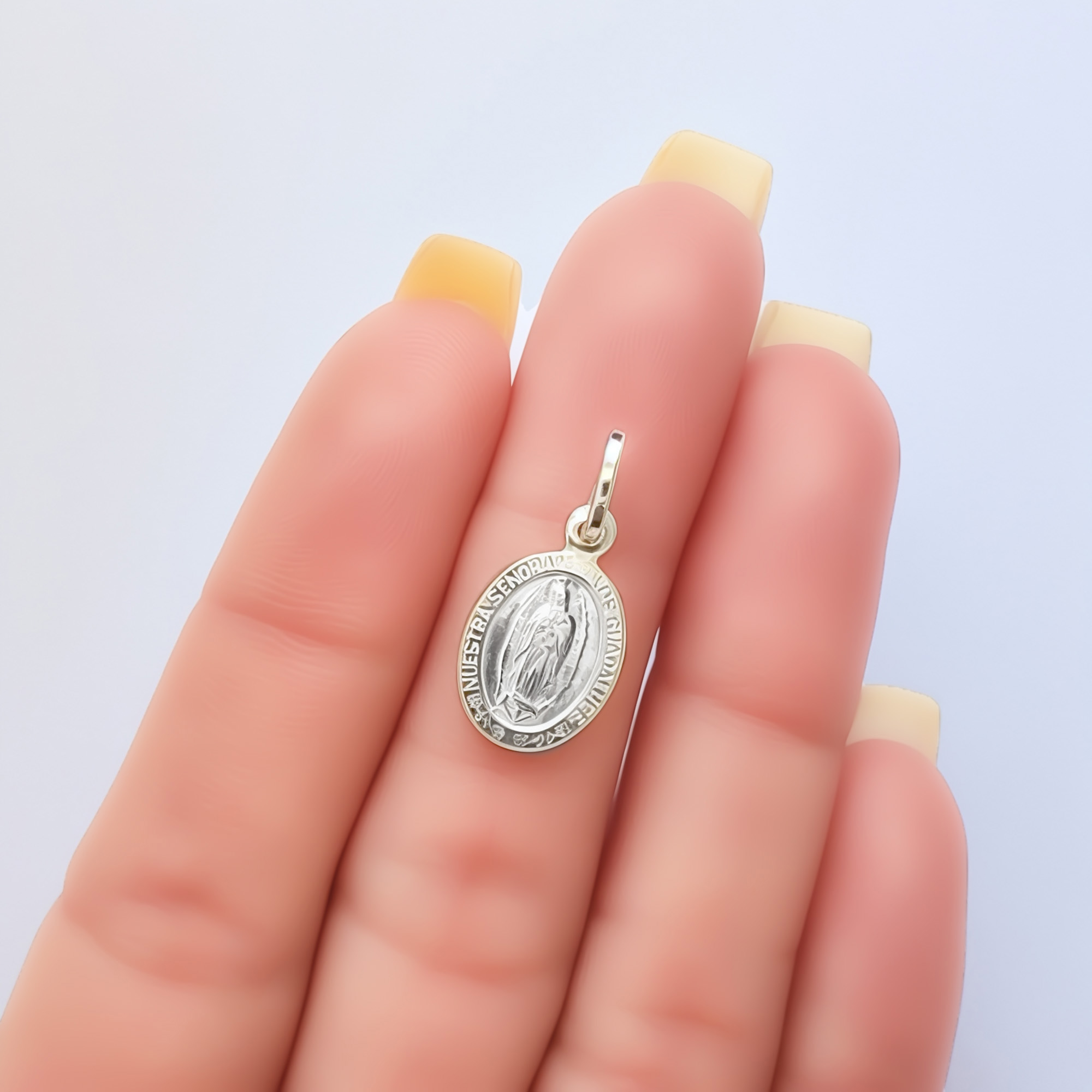 COLGANTE MEDALLA VIRGEN DE GUADALUPE BORDE 14X11MM PLATA FINA 925 - 4