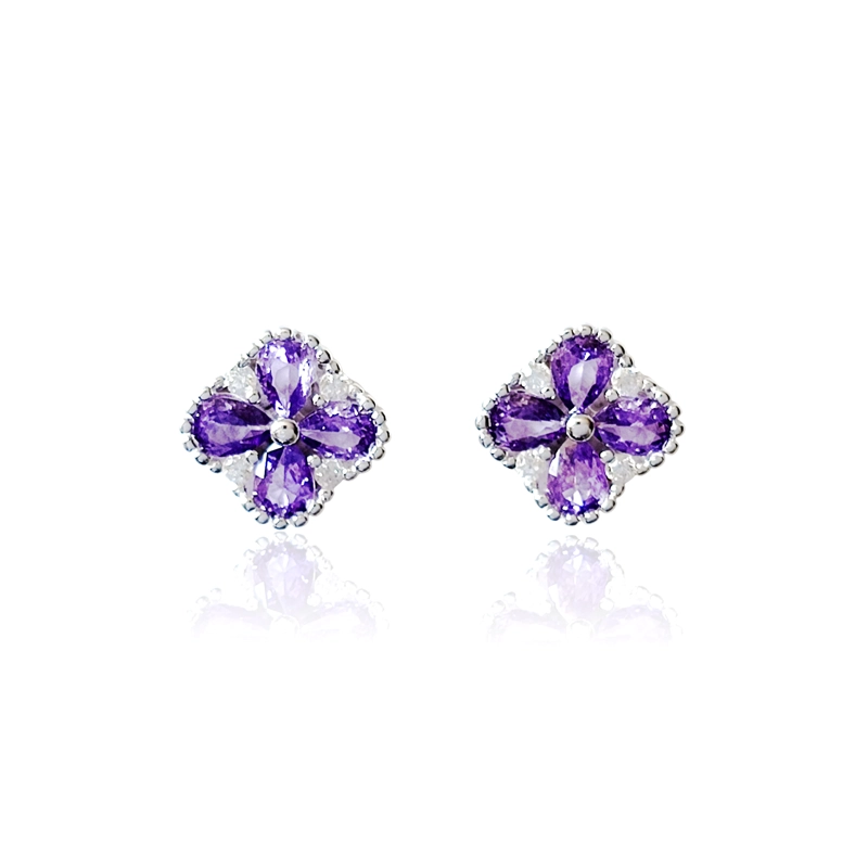 AROS TRE BOL CIRCON MORADO PLATA FINA 925 - 1