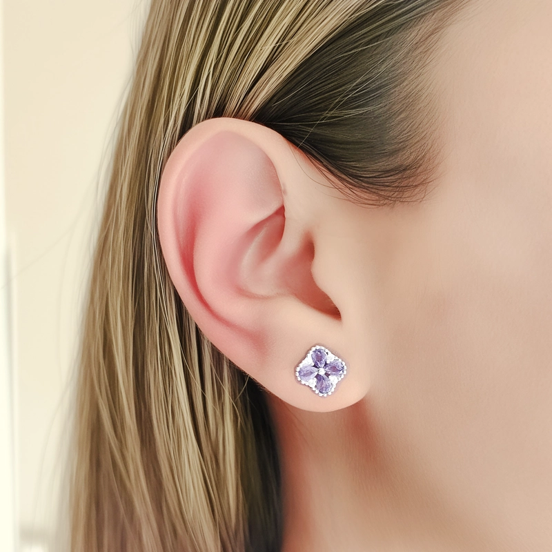 AROS TRE BOL CIRCON MORADO PLATA FINA 925 - 3