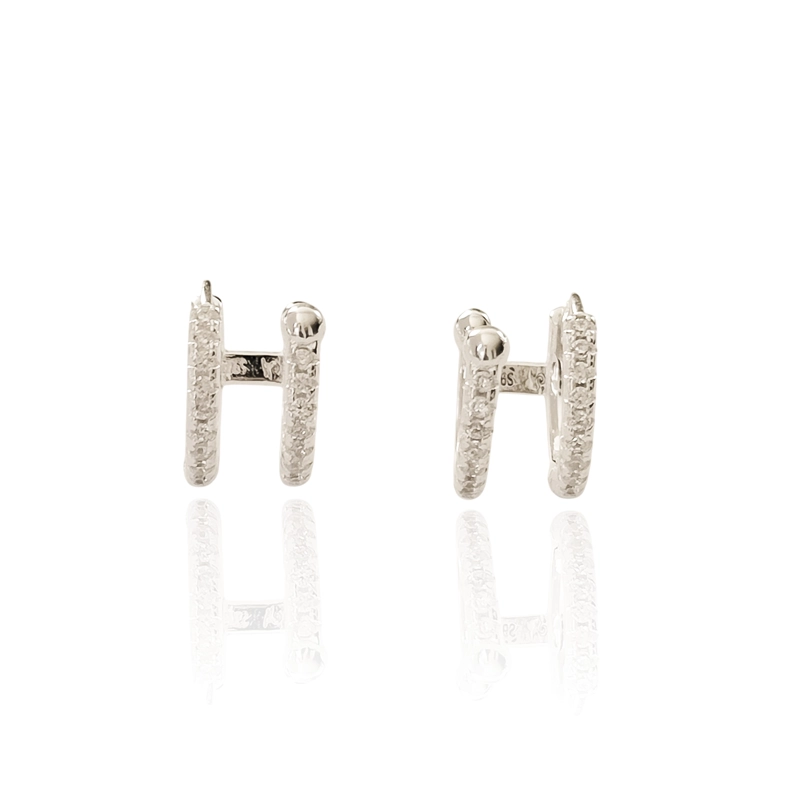 AROS ARGOLLA DOBLE CINTILLO CIRCÓN EN COLOR BLANCO PLATA FINA 925 - 2