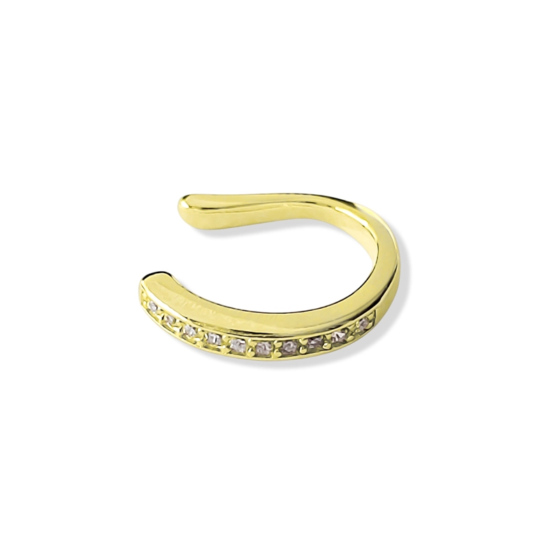 ARO BIDU MEDIO CINTILLO CIRCÓN EN COLOR BLANCO PLATA BAÑADO EN ORO - 1
