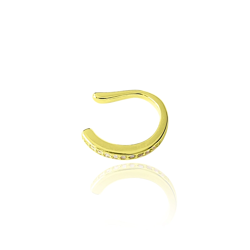ARO BIDU MEDIO CINTILLO CIRCÓN EN COLOR BLANCO PLATA BAÑADO EN ORO - 3