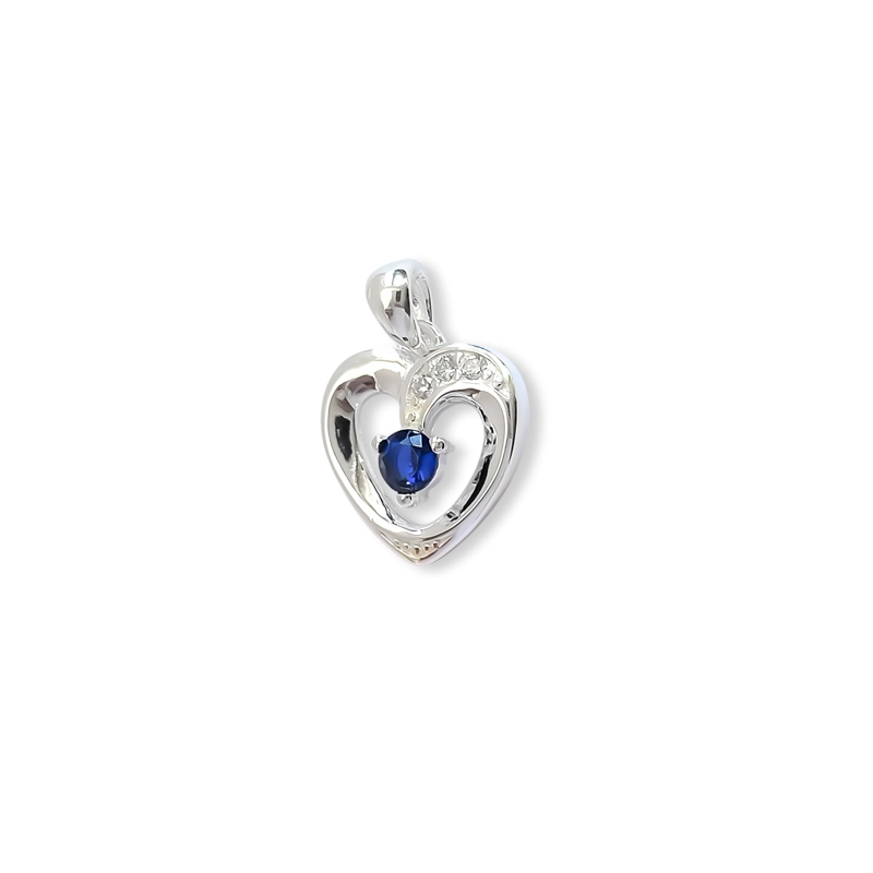 COLGANTE CORAZON CIRCON AZUL PLATA FINA 925 - 2