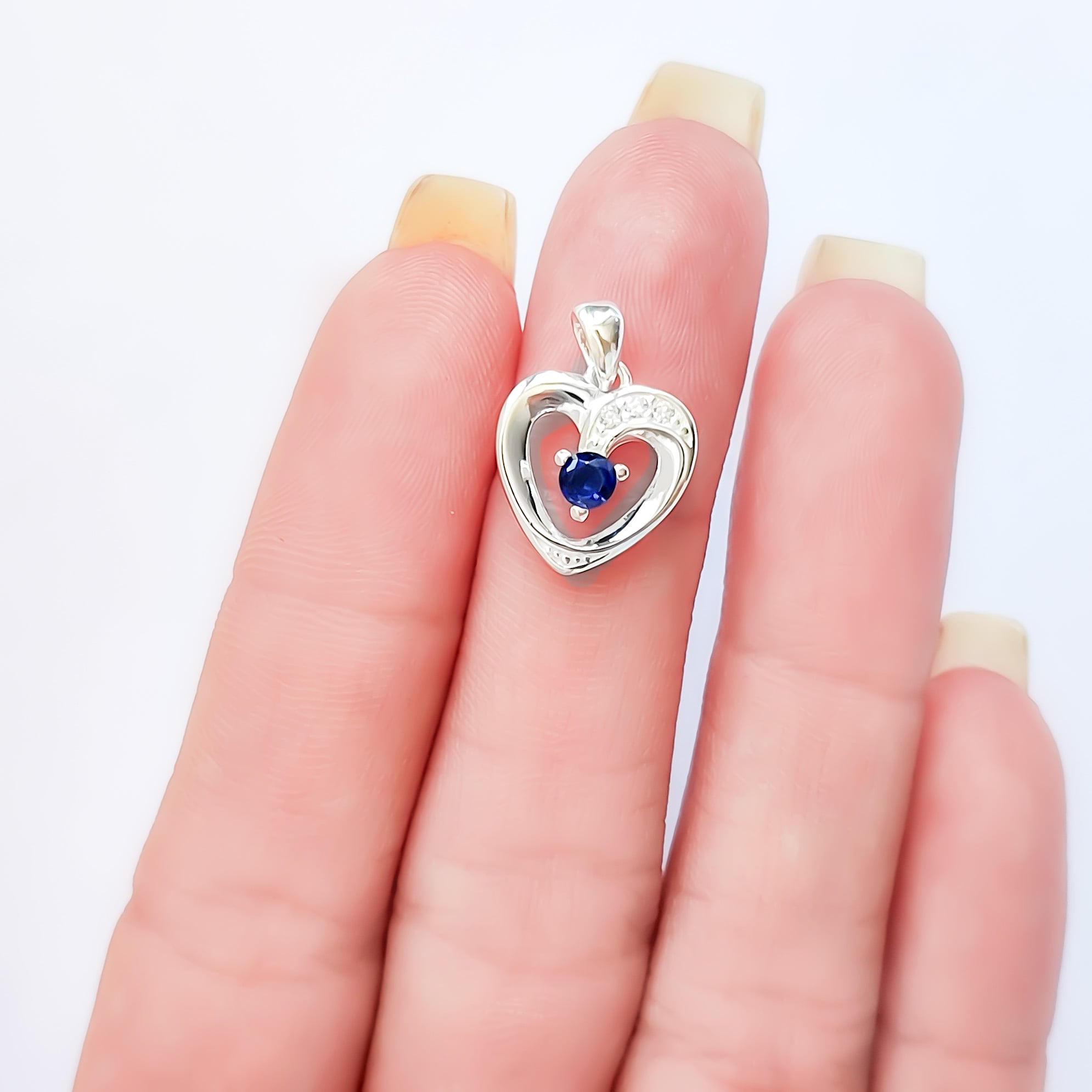 COLGANTE CORAZON CIRCON AZUL PLATA FINA 925 - 3