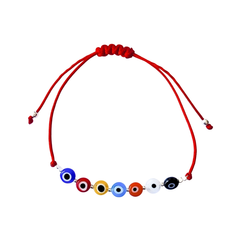 PULSERA OJOS TURCOS COLORES CORDÓN EN COLOR ROJO - 2