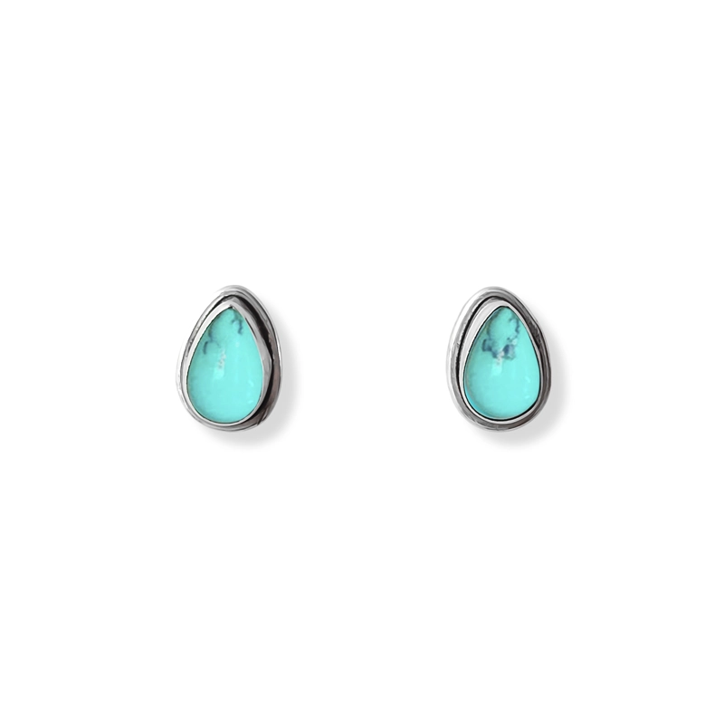AROS BOTÓN GOTA PIEDRAS NATURALES PLATA FINA 925 - 1