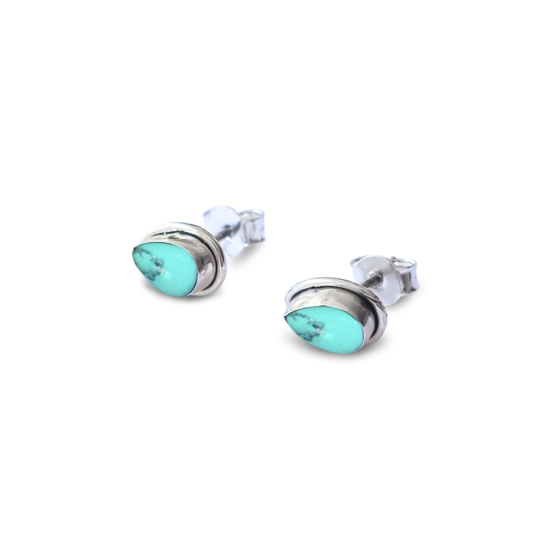 AROS BOTÓN GOTA PIEDRAS NATURALES PLATA FINA 925 - 2
