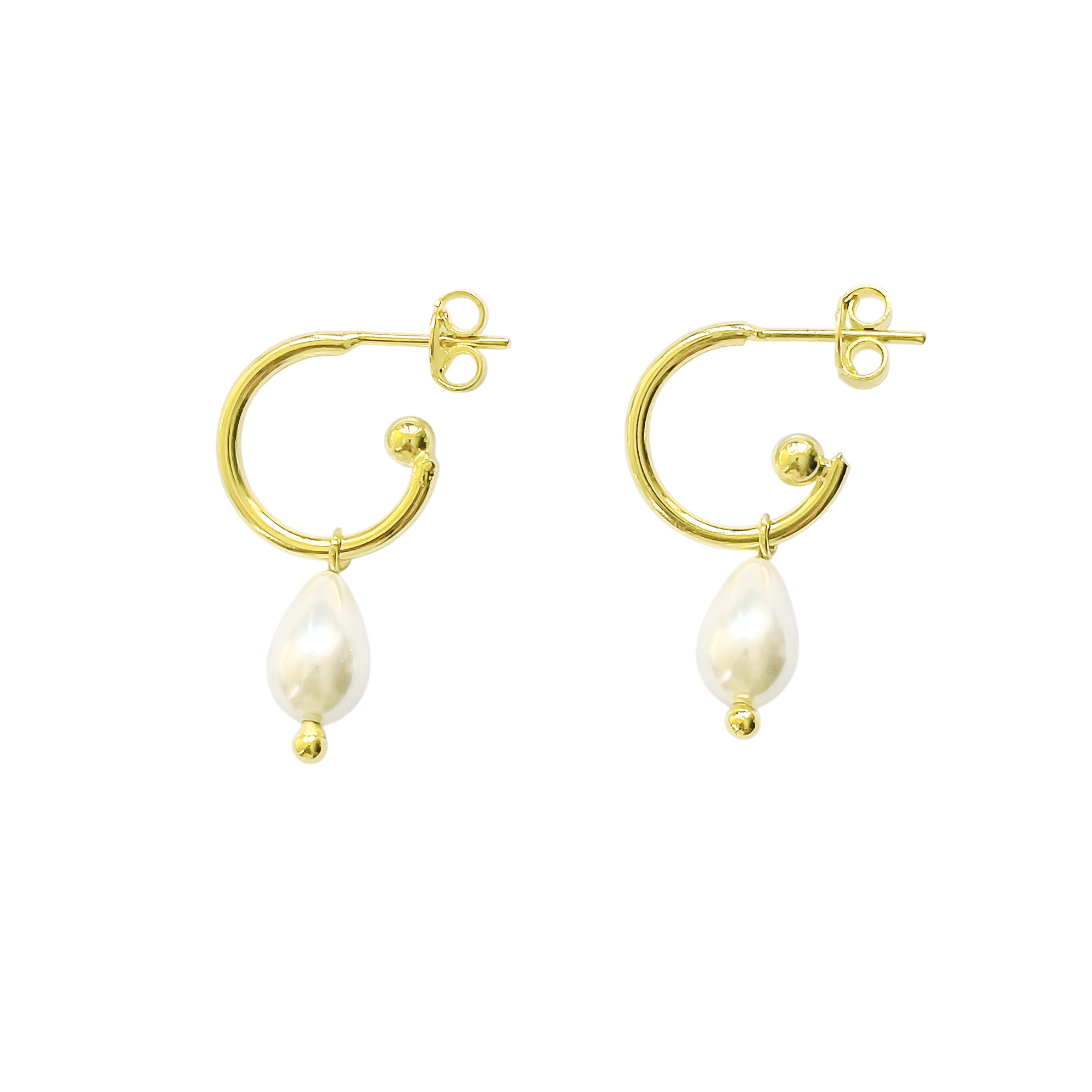 AROS ARGOLLA GOTA PERLA SHELLPEARL ENCHAPADO ORO 18K - 1