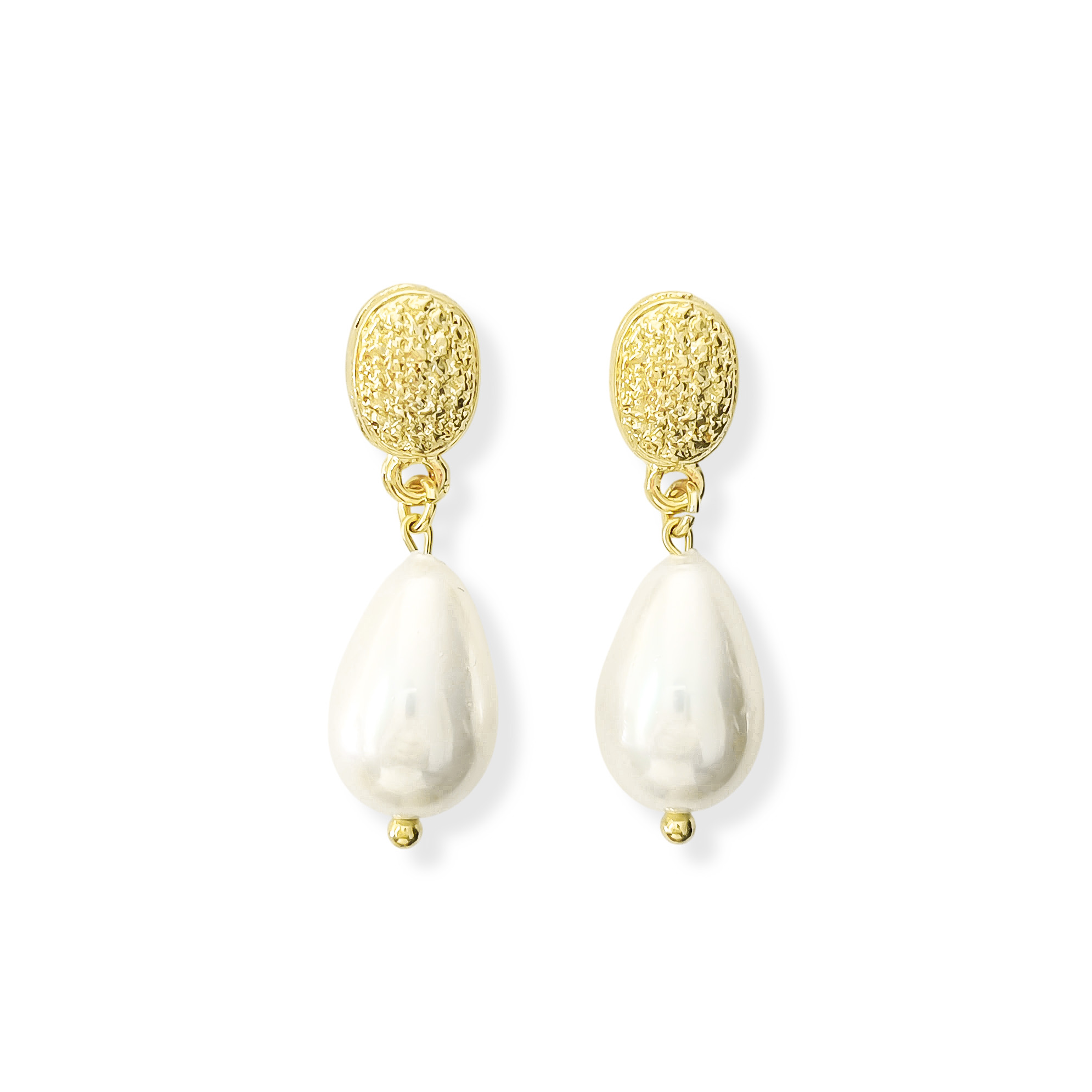 AROS GOTA SHELLPEARL TOPE OVAL ENCHAPADO ORO 18K - 1