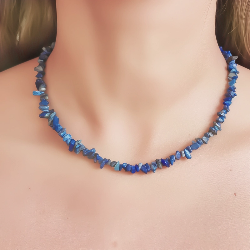 COLLAR LAPISLAZULI CHIPS PLATA FINA 925 - 4