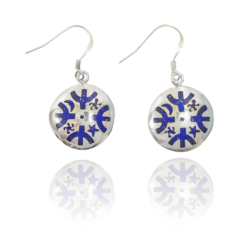 AROS KULTRUN LAPISLAZULI RECONSTITUIDO PLATA FINA 950 - 1