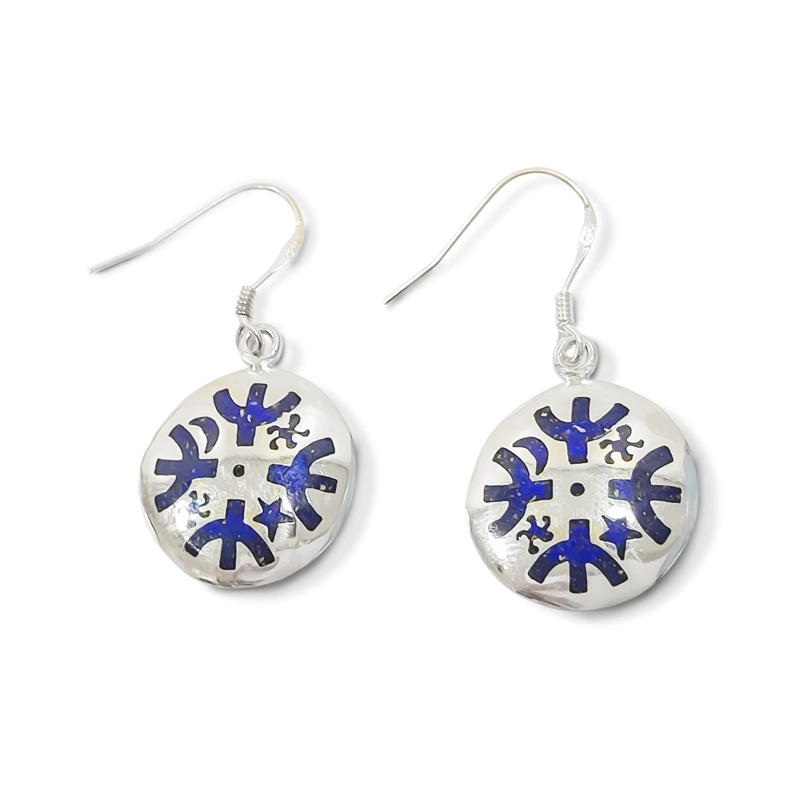 AROS KULTRUN LAPISLAZULI RECONSTITUIDO PLATA FINA 950 - 2