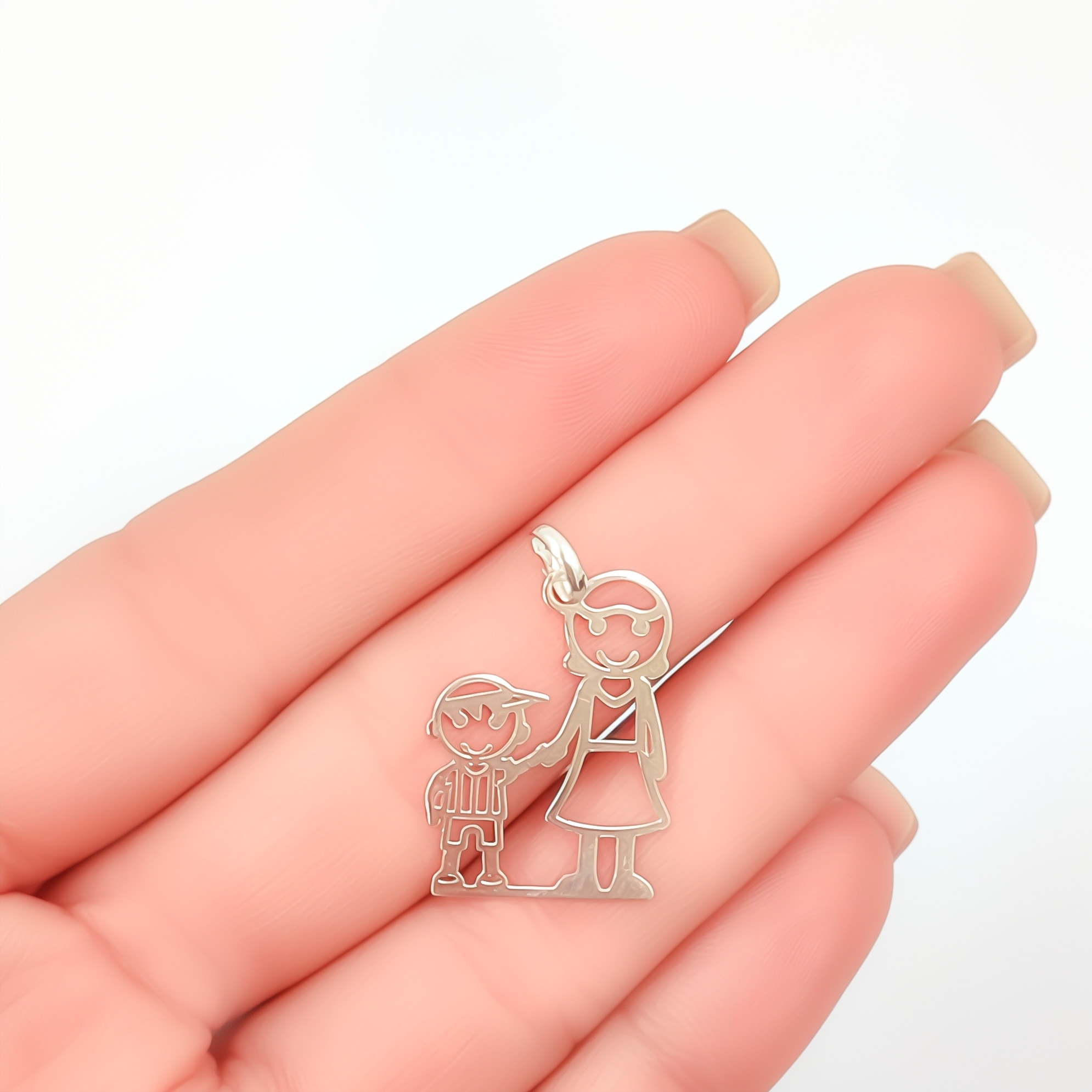 COLGANTE MADRE NIÑO CALADO PLATA FINA 925 - 2