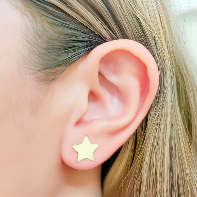 AROS ESTRELLA 12MM ENCHAPADO ORO 18K - 3