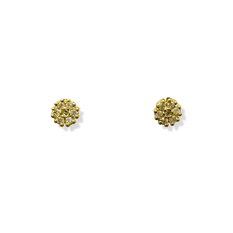 AROS BEBE  FLOR MICRO CIRCONES ENCHAPADO ORO 18K - 2