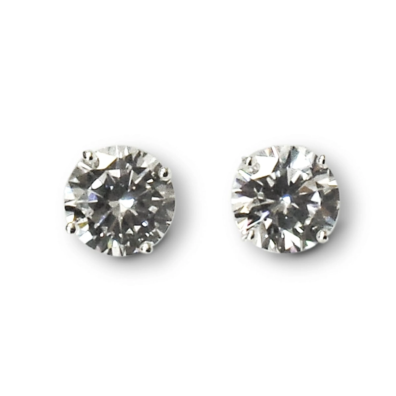AROS PUNTO DE LUZ CIRCÓN EN COLOR BLANCO 7 MM SOLITARIO PLATA FINA 925 - 1