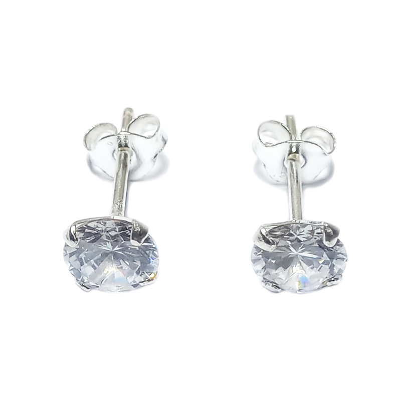 AROS PUNTO DE LUZ CIRCÓN EN COLOR BLANCO 7 MM SOLITARIO PLATA FINA 925 - 2