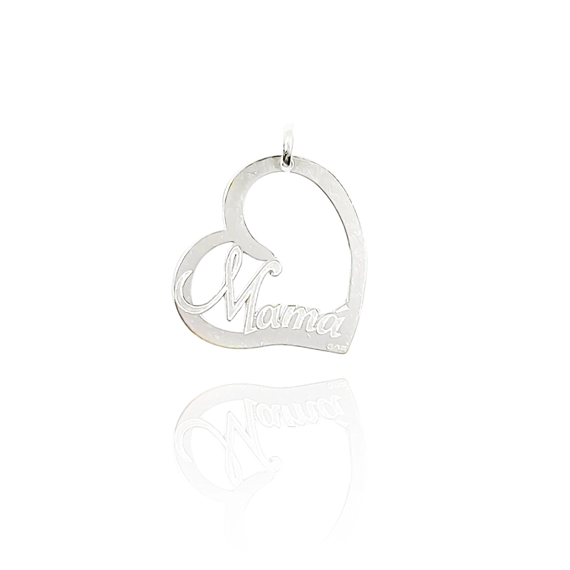 COLGANTE CORAZON CALADO MAMA PLATA FINA 925 - 1
