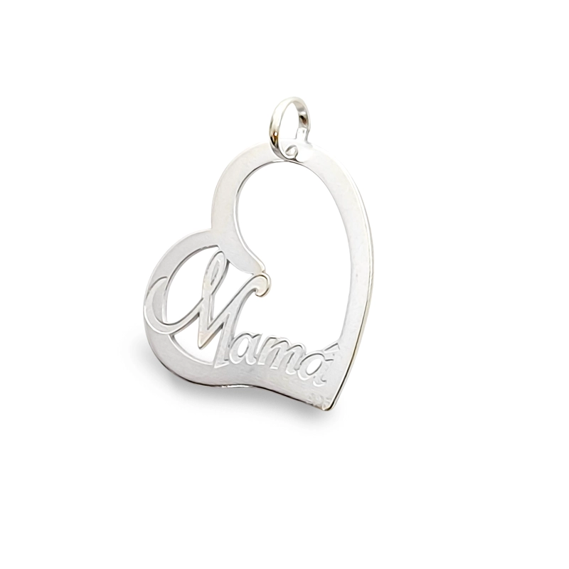 COLGANTE CORAZON CALADO MAMA PLATA FINA 925 - 2