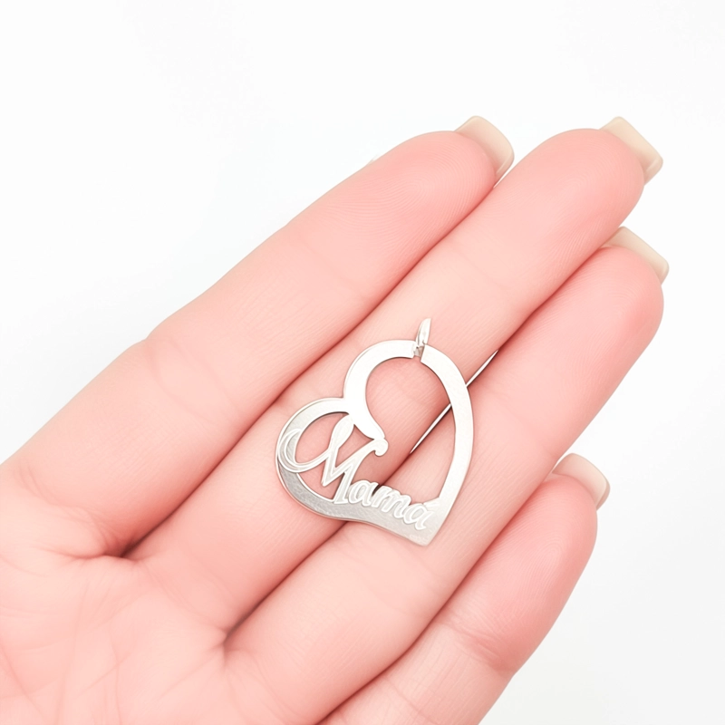 COLGANTE CORAZON CALADO MAMA PLATA FINA 925 - 3