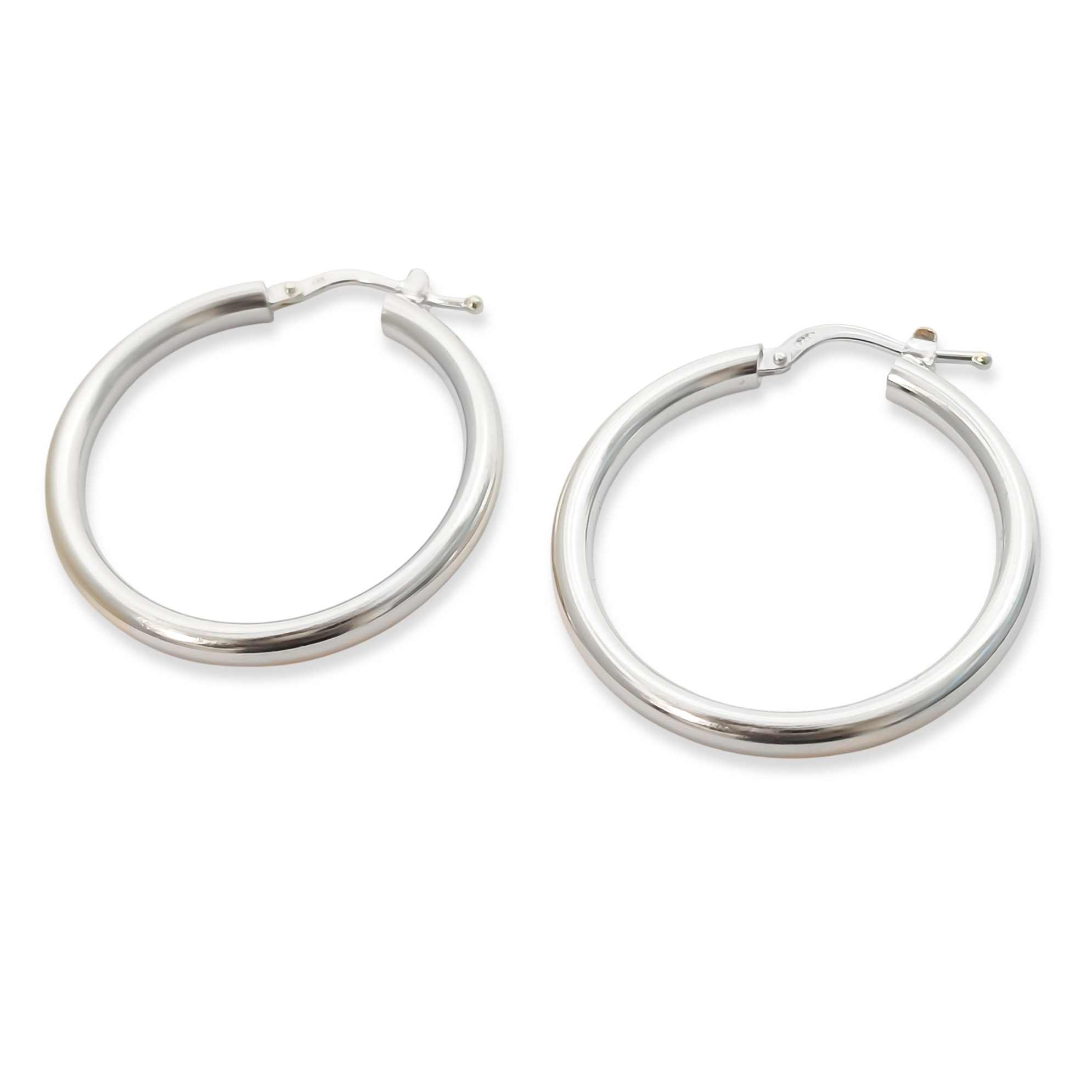 AROS ARGOLLAS TUBO 30 MM REDONDO PLATA FINA 925 - 2