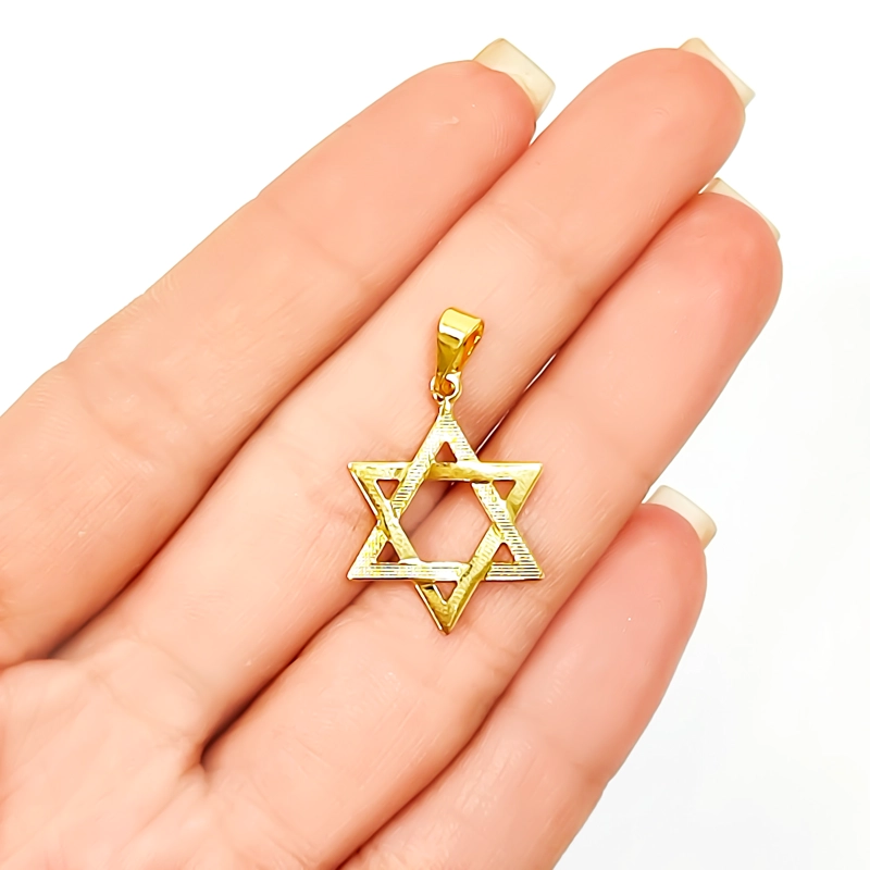 COLGANTE ESTRELLA DE DAVID SATINADA ENCHAPADO ORO 18K - 3