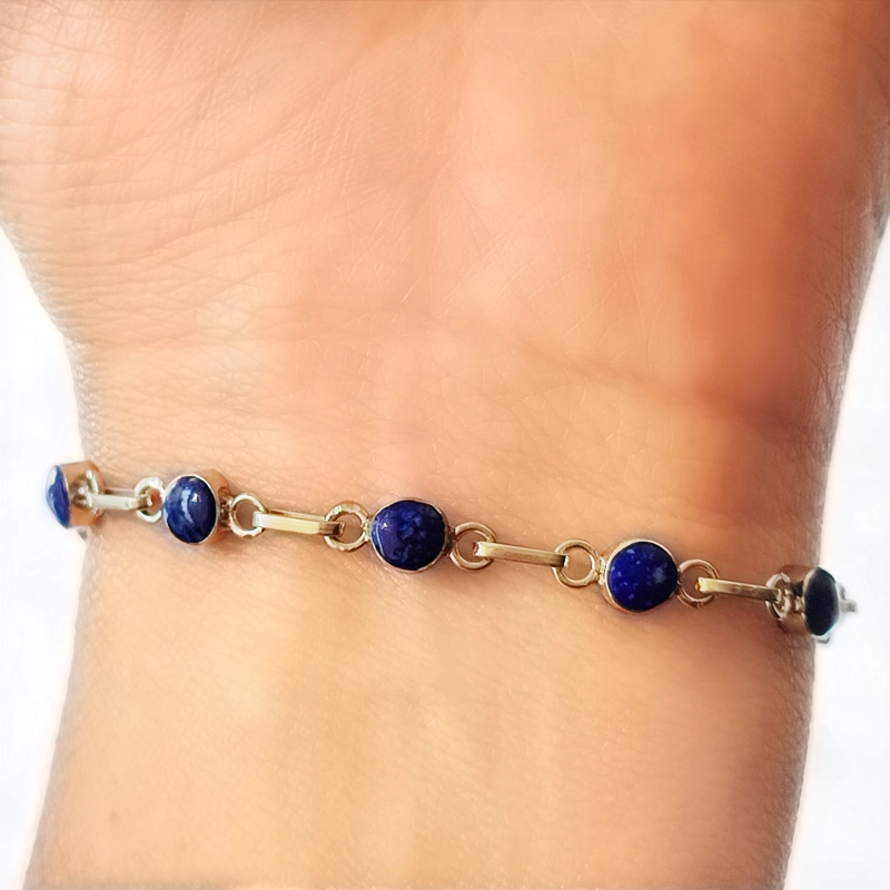 PULSERA MINI CÍRCULO LAPISLÁZULI PLATA FINA 950 - 3