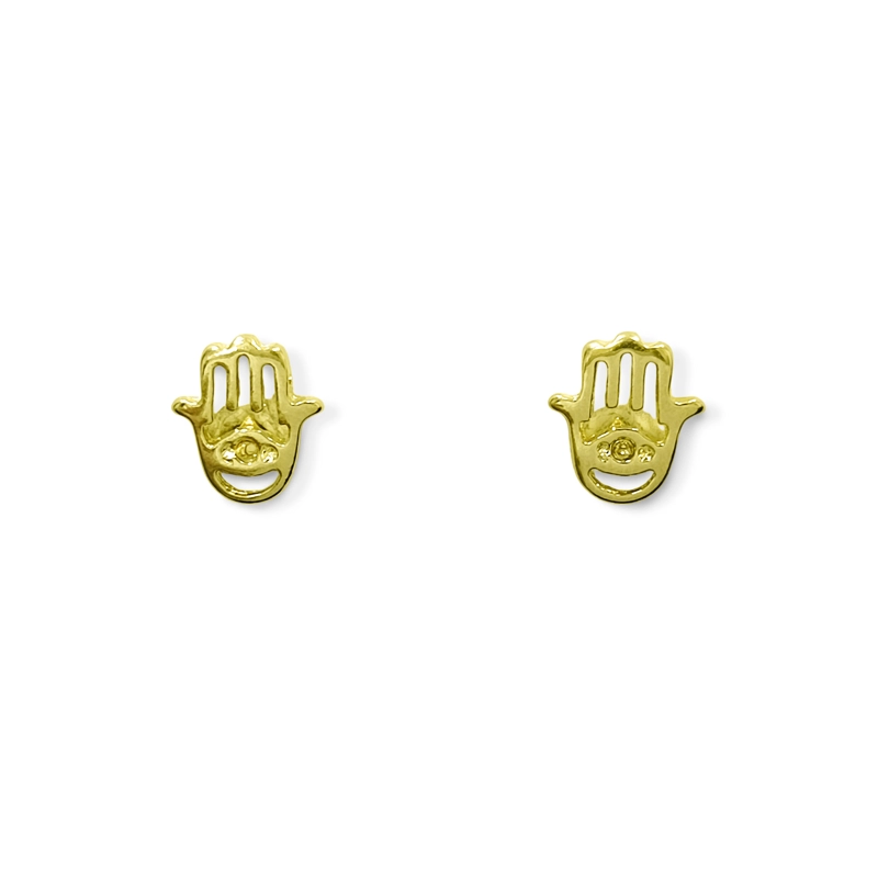 AROS MINI MANO DE FATIMA CALADO ENCHAPADO ORO 18K - 1