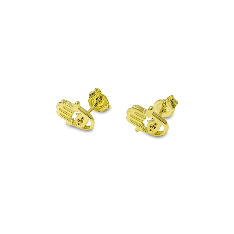 AROS MINI MANO DE FATIMA CALADO ENCHAPADO ORO 18K - 2