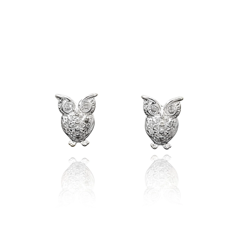 AROS LECHUZA CIRCON PLATA FINA 925 - 2