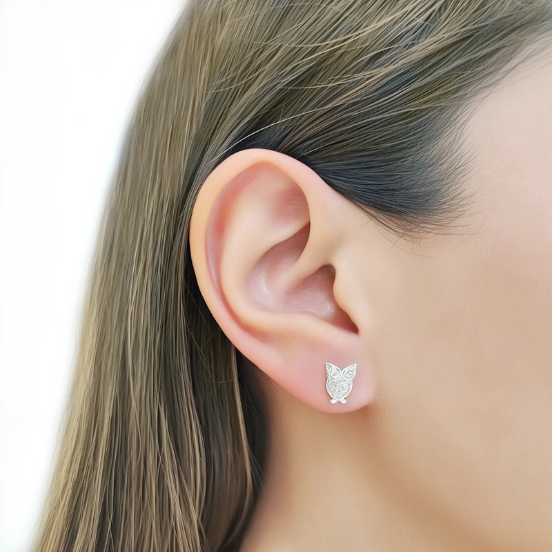AROS LECHUZA CIRCON PLATA FINA 925 - 3