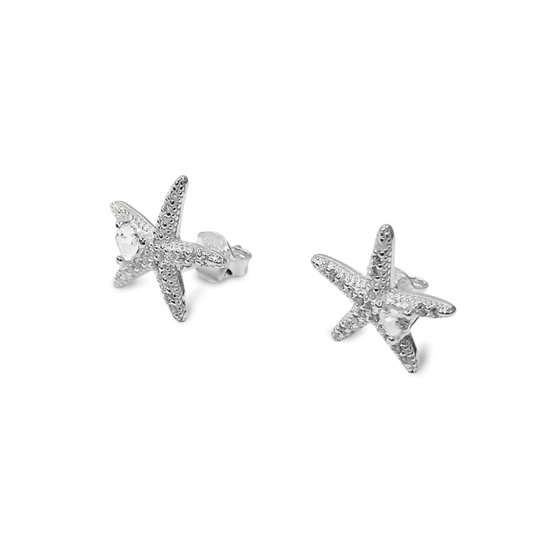 AROS ESTRELLA DE MAR CIRCON PLATA FINA 925 - 1