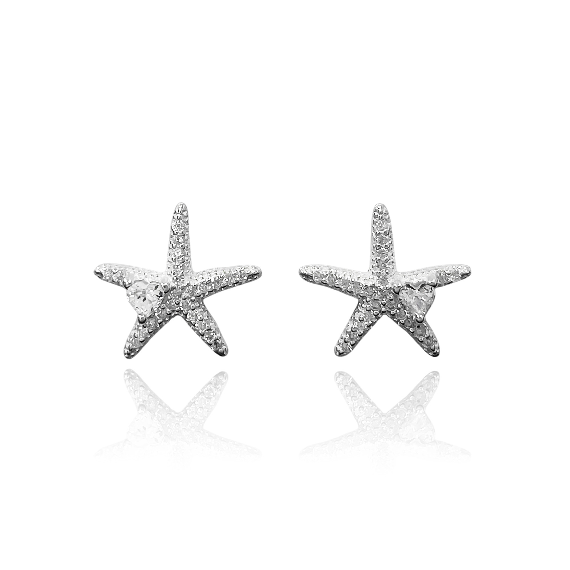 AROS ESTRELLA DE MAR CIRCON PLATA FINA 925 - 2
