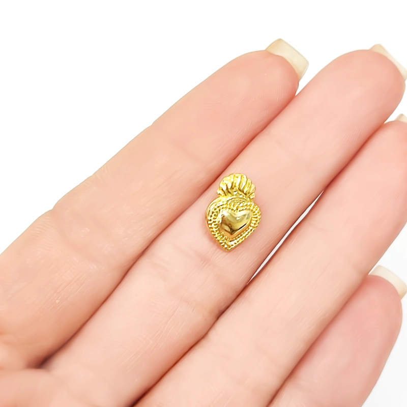 COLGANTE CORAZON DETENTE MINI ENCHAPADO ORO 18K - 3