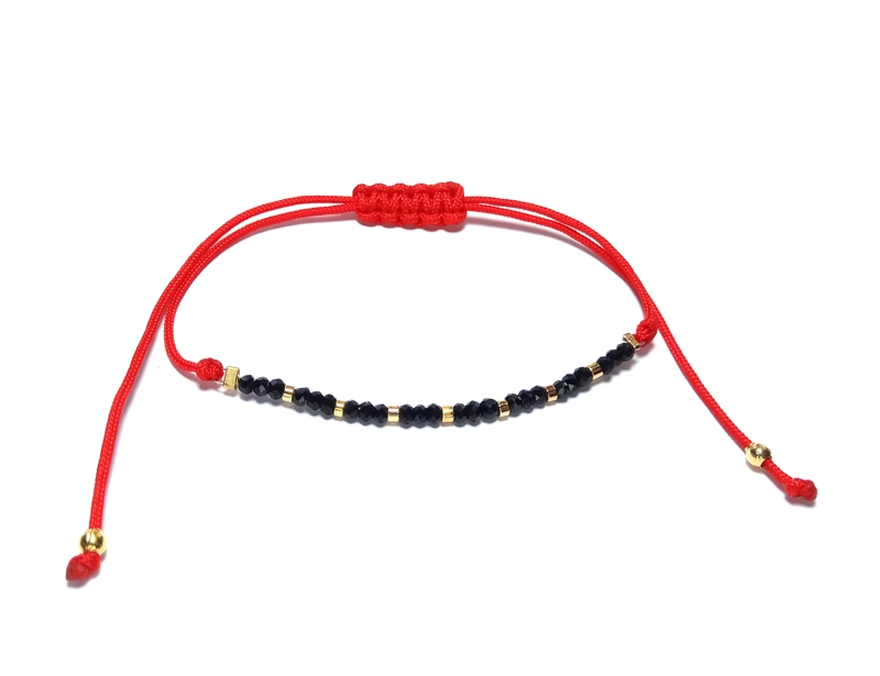PULSERA CRISTALES EN COLOR NEGROS MOSTACILLA ENCHAPADO ORO 18 K - 1