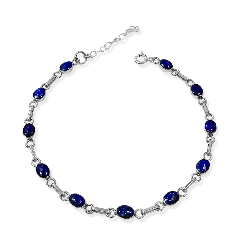 PULSERA MINI OVALO LAPISLAZULI PLATA FINA 950 - 1