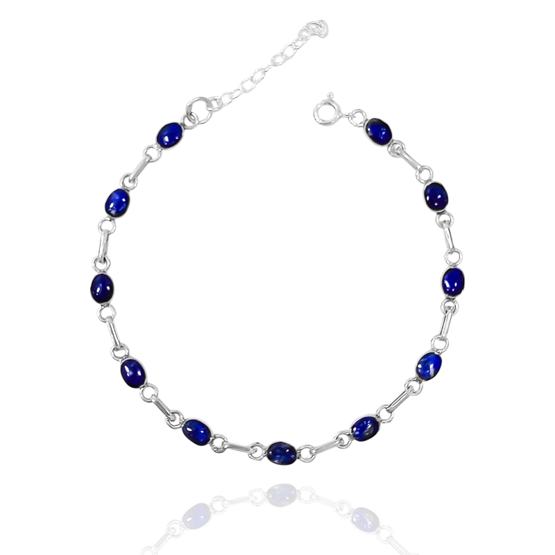 PULSERA MINI OVALO LAPISLAZULI PLATA FINA 950 - 2
