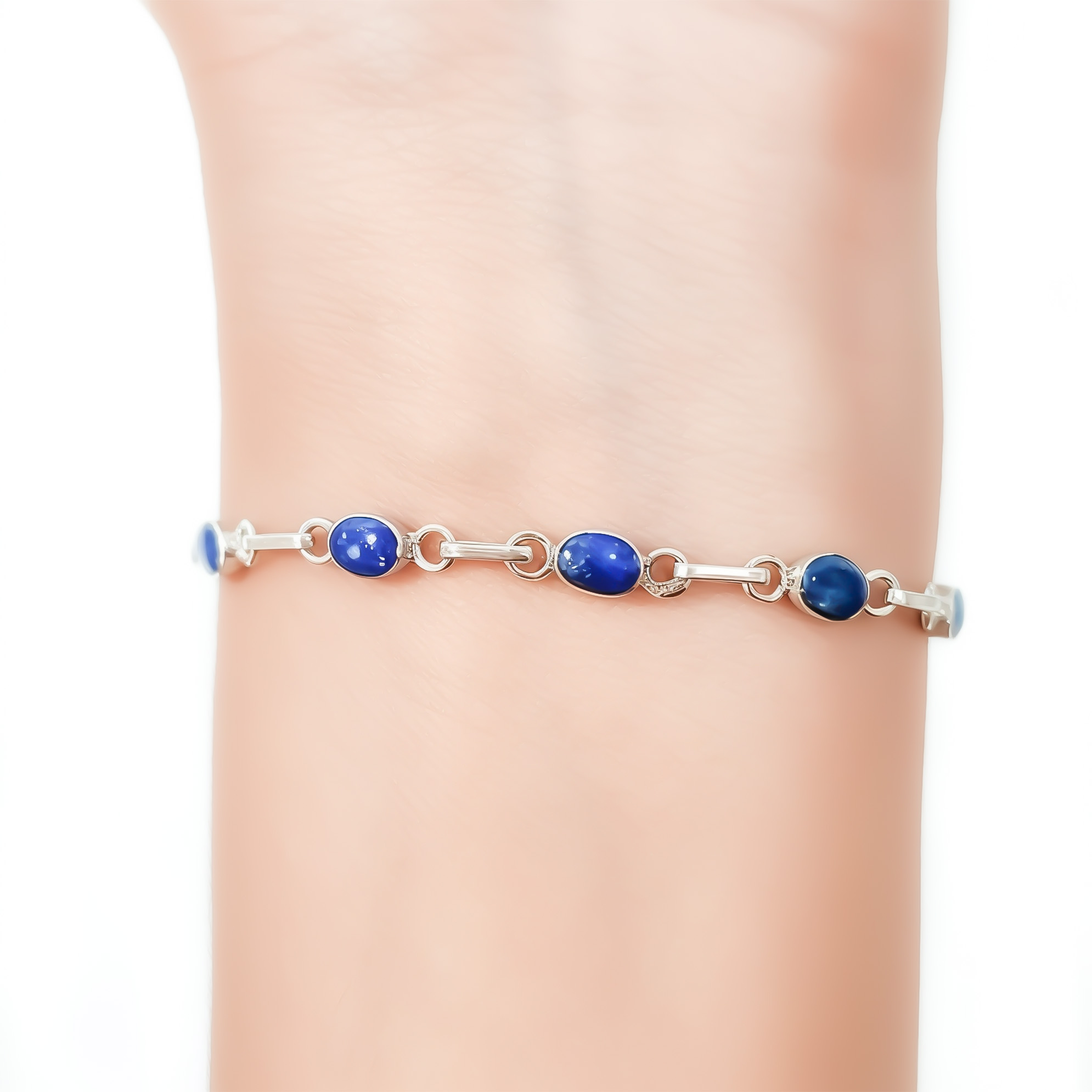 PULSERA MINI OVALO LAPISLAZULI PLATA FINA 950 - 3