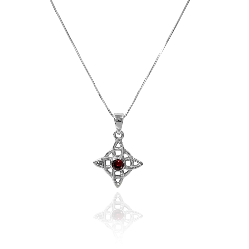 COLLAR NUDO DE BRUJA CIRCÓN EN COLOR ROJO PLATA FINA 925 - 1
